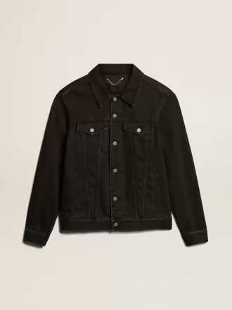 Svart denimjacka för herr i one-wash-modell