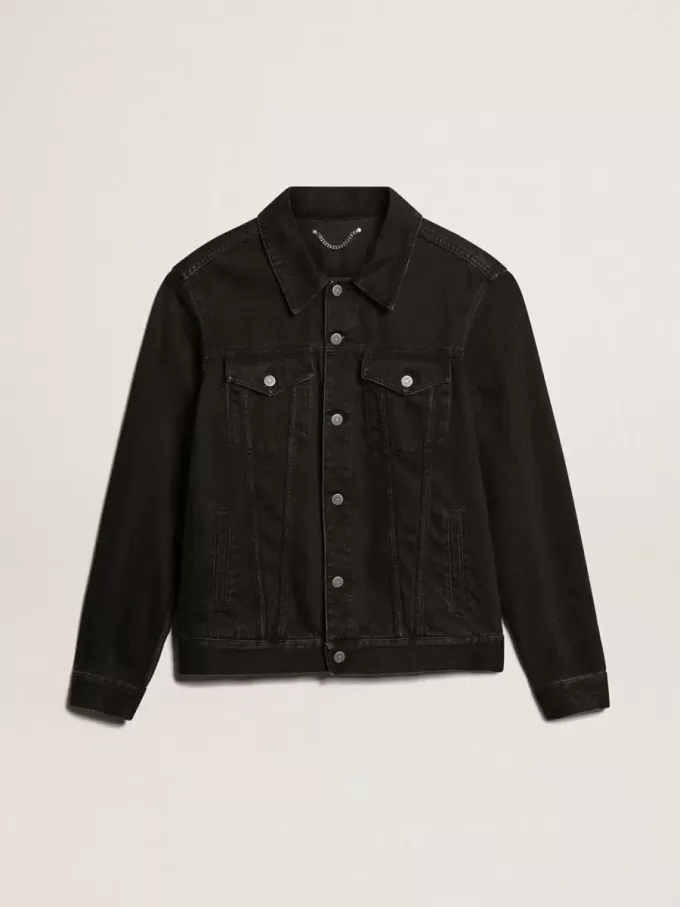 Svart denimjacka för herr i one-wash-modell