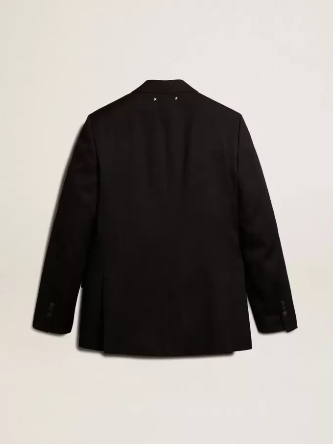 Svart dubbelknäppt blazer för herr med knappstängning Svart dubbelknäppt blazer för herr med knappstängning