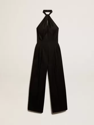 Svart jumpsuit i ullgabardin