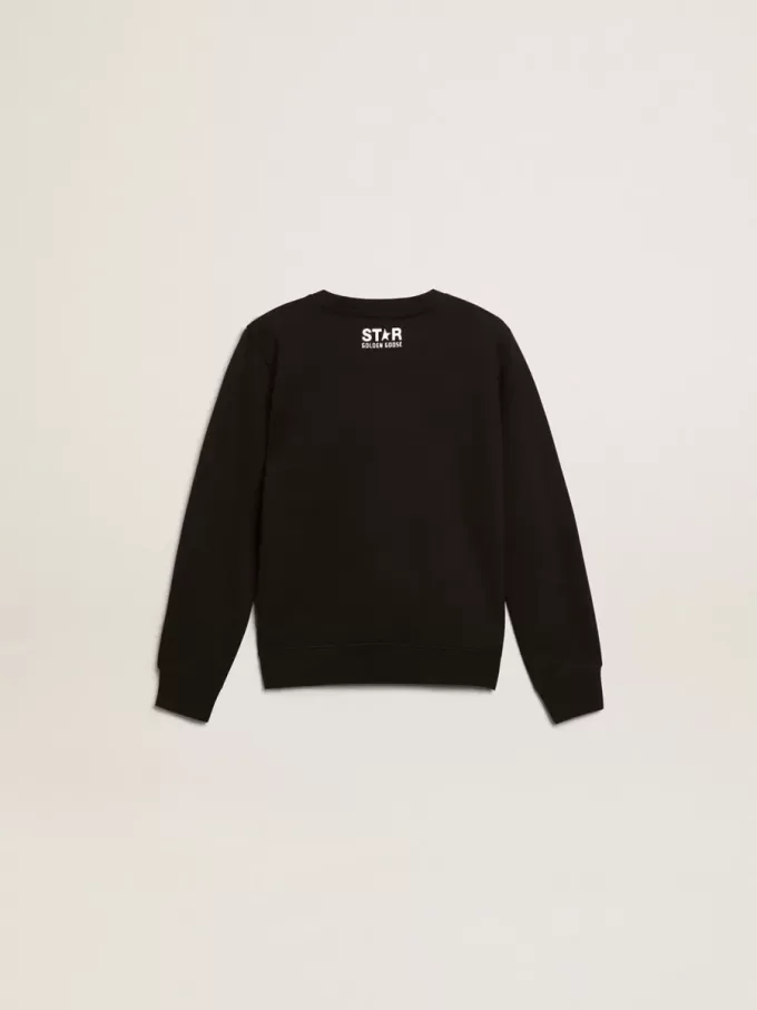 Svart sweatshirt för pojkar med vit maxistjärna på framsidan Svart sweatshirt för pojkar med vit maxistjärna på framsidan