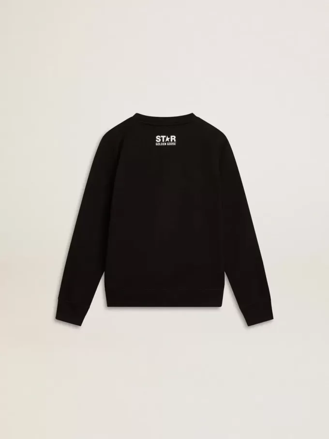 Svart sweatshirt för pojkar med vit maxistjärna på framsidan Svart sweatshirt för pojkar med vit maxistjärna på framsidan
