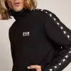 Svart sweatshirt med dragkedja och vita stjärnor för herr Svart sweatshirt med dragkedja och vita stjärnor för herr