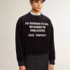 Svart sweatshirt med rund hals och broderad text Svart sweatshirt med rund hals och broderad text