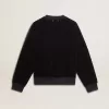 Svart sweatshirt med rund hals och broderad text Svart sweatshirt med rund hals och broderad text