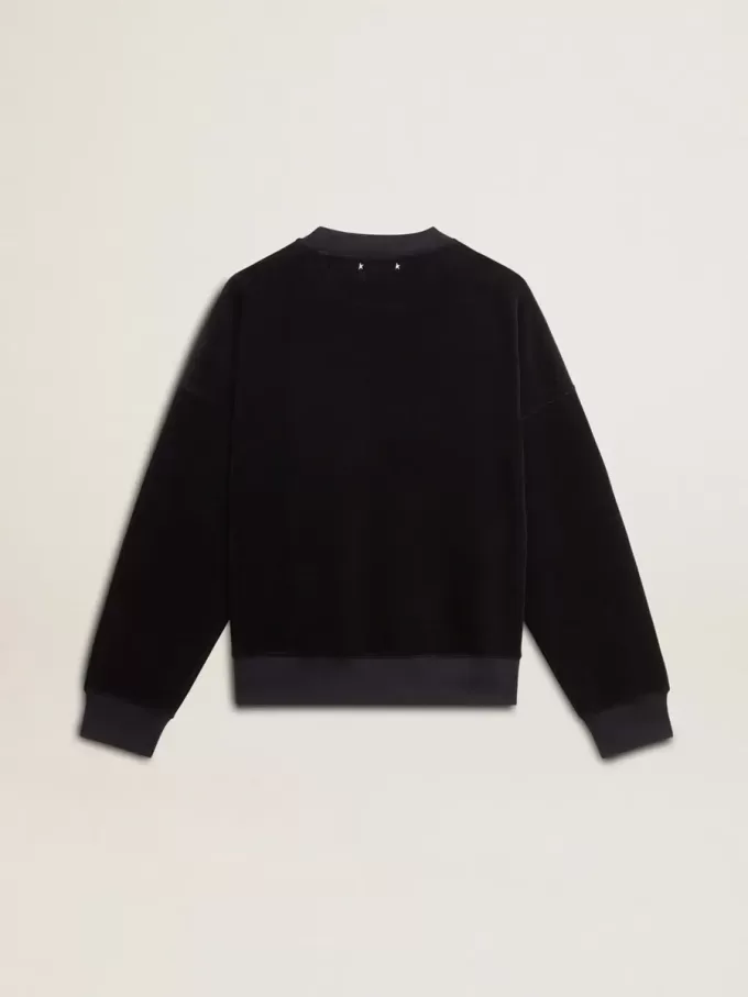 Svart sweatshirt med rund hals och broderad text Svart sweatshirt med rund hals och broderad text
