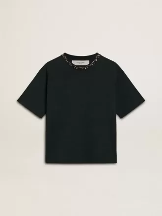 Svart T-shirt för damer med kristaller