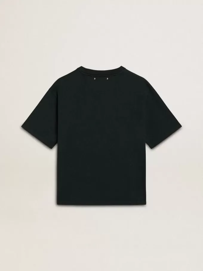 Svart T-shirt för damer med kristaller Svart T-shirt för damer med kristaller