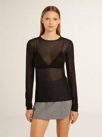 Svart t-shirt med rund hals för dam