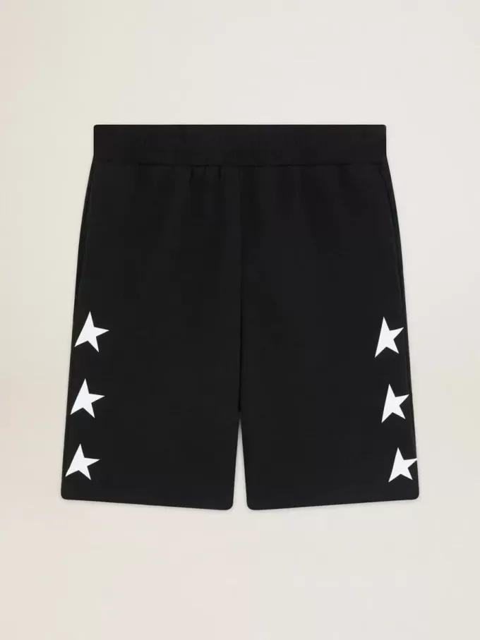 Svarta bermuda-shorts för herr med vita stjärnor Svarta bermuda-shorts för herr med vita stjärnor