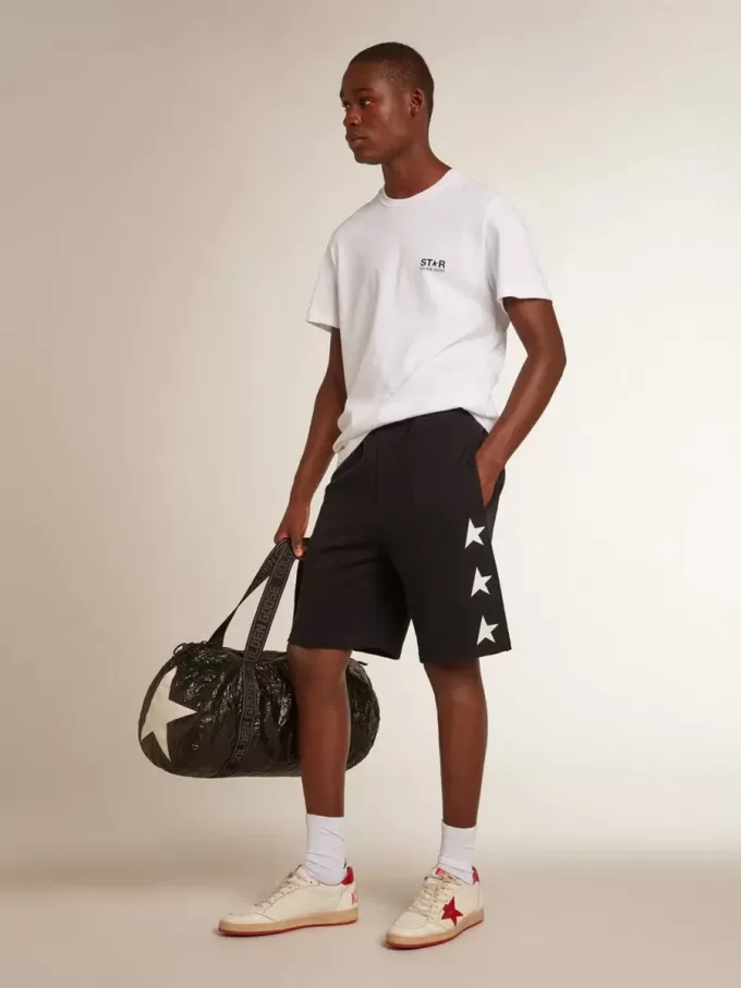 Svarta bermuda-shorts för herr med vita stjärnor Svarta bermuda-shorts för herr med vita stjärnor