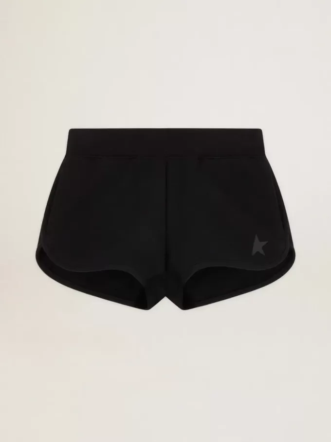 Svarta damshorts med ton-i-ton-stjärna