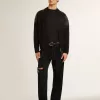 Svarta jeans för herr med lös passform och kristaller med gradienteffekt över hela plagget Svarta jeans för herr med lös passform och kristaller med gradienteffekt över hela plagget