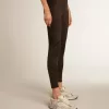 Svarta leggings för damer med blandade sömmar