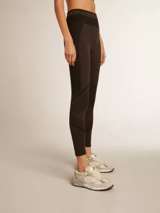 Svarta leggings för damer med blandade sömmar
