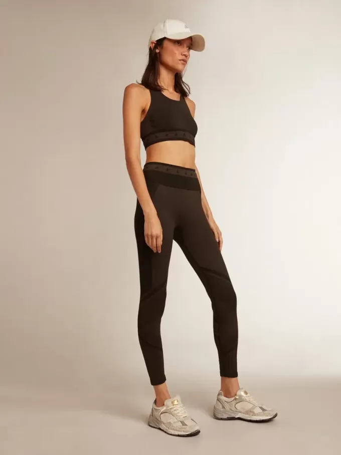 Svarta leggings för damer med blandade sömmar