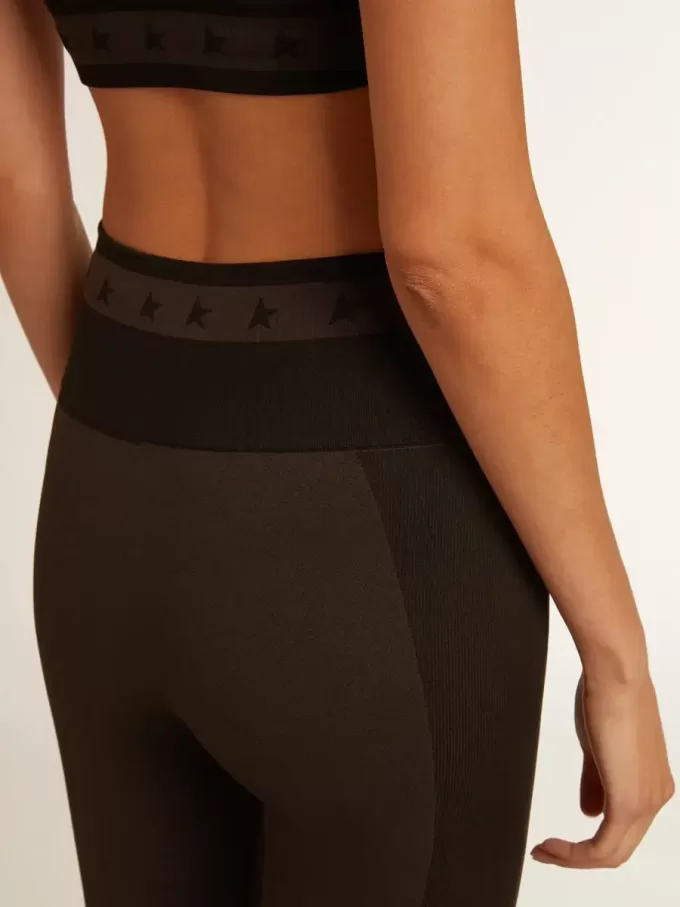 Svarta leggings för damer med blandade sömmar