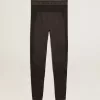 Svarta leggings för damer med blandade sömmar