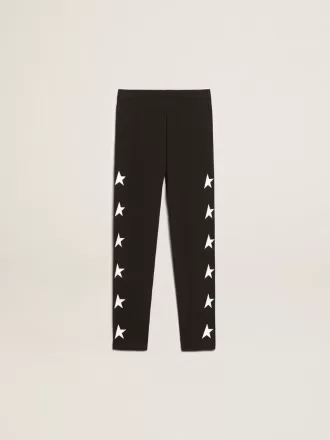 Svarta leggings för flickor med vita stjärnor på sidorna Svarta leggings för flickor med vita stjärnor på sidorna