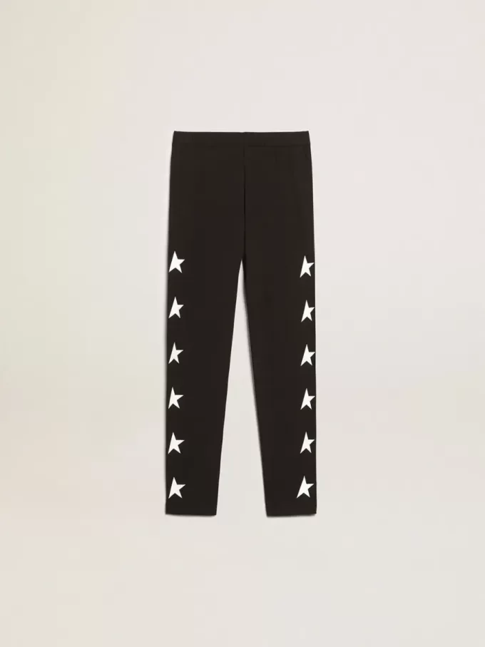 Svarta leggings för flickor med vita stjärnor på sidorna Svarta leggings för flickor med vita stjärnor på sidorna