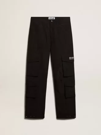 Svartfärgade cargobyxor i ripstop-nylon