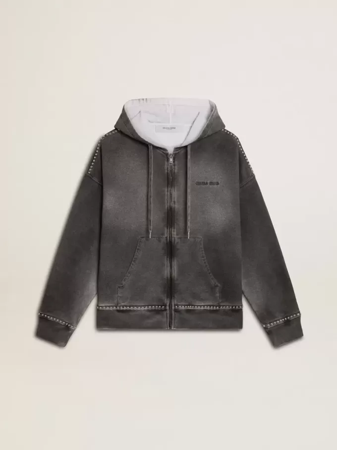 Sweatshirt i antracit med sprayad effekt och nitar Sweatshirt i antracit med sprayad effekt och nitar