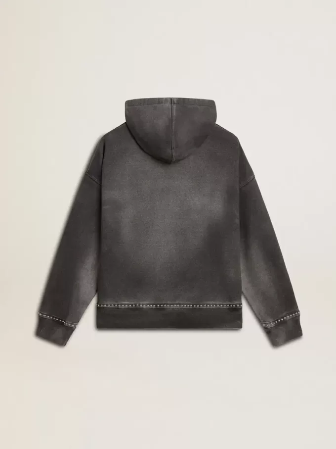 Sweatshirt i antracit med sprayad effekt och nitar Sweatshirt i antracit med sprayad effekt och nitar