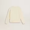 Sweatshirt i åldrat vitt med flerfärgad Golden-text på framsidan Sweatshirt i åldrat vitt med flerfärgad Golden-text på framsidan