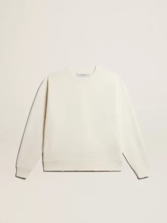Sweatshirt i åldrat vitt med omvänd logotyp på baksidan – Jersey Capsule