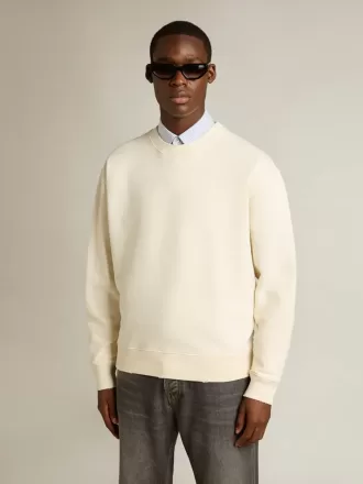 Sweatshirt i åldrat vitt med omvänd logotyp på baksidan – Jersey Capsule