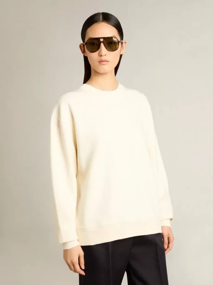 Sweatshirt i åldrat vitt med omvänd logotyp på baksidan – Jersey Capsule Sweatshirt i åldrat vitt med omvänd logotyp på baksidan – Jersey Capsule