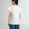 T-shirt för flickor med volangärmar, text och broderi T-shirt för flickor med volangärmar, text och broderi