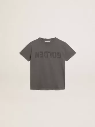 T-shirt för pojkar i grått med slitna detaljer