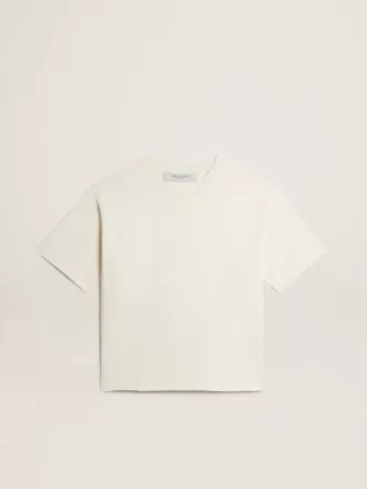 T-shirt i åldrat vitt med omvänd logotyp på baksidan – Jersey Capsule