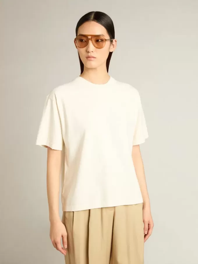 T-shirt i åldrat vitt med omvänd logotyp på baksidan – Jersey Capsule T-shirt i åldrat vitt med omvänd logotyp på baksidan – Jersey Capsule