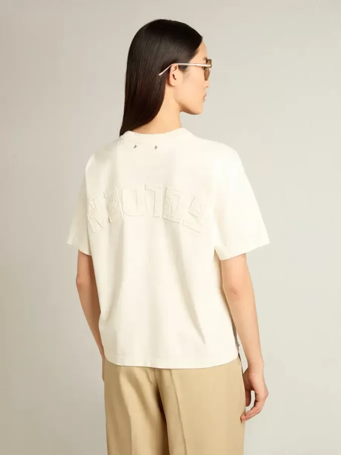 T-shirt i åldrat vitt med omvänd logotyp på baksidan – Jersey Capsule T-shirt i åldrat vitt med omvänd logotyp på baksidan – Jersey Capsule