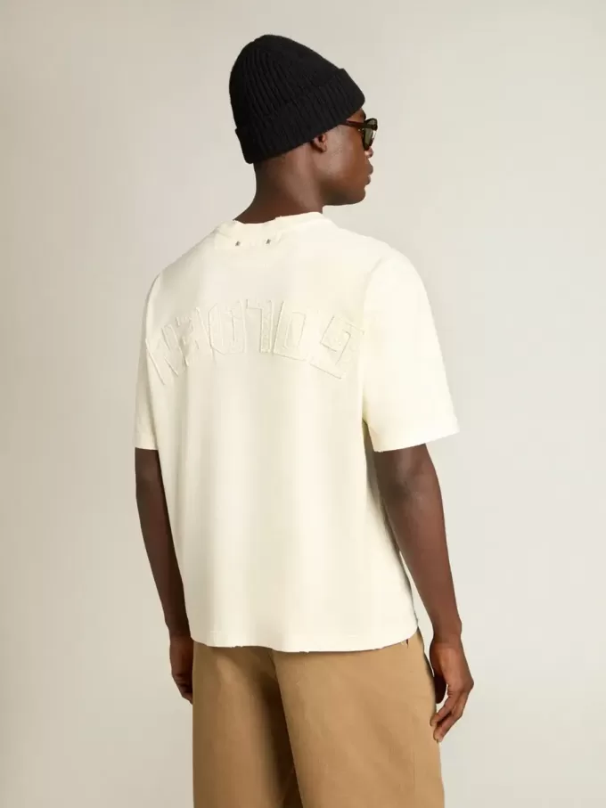 T-shirt i åldrat vitt med omvänd logotyp på baksidan – Jersey Capsule T-shirt i åldrat vitt med omvänd logotyp på baksidan – Jersey Capsule
