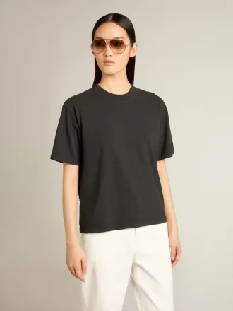 T-shirt i tvättad svart med omvänd logotyp på baksidan – Jersey Capsule