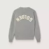 Unisex Golden-tröja för barn i ribbad grå melange med logotyp på ryggen Unisex Golden-tröja för barn i ribbad grå melange med logotyp på ryggen