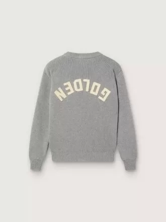 Unisex Golden-tröja för barn i ribbad grå melange med logotyp på ryggen
