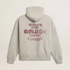 Unisex-hoodie i bomull med tryck på ryggen