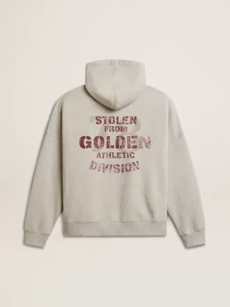 Unisex-hoodie i bomull med tryck på ryggen