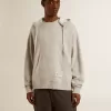 Unisex-hoodie i bomull med tryck på ryggen