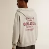 Unisex-hoodie i bomull med tryck på ryggen