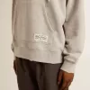 Unisex-hoodie i bomull med tryck på ryggen