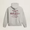 Unisex-hoodie i bomull med tryck på ryggen