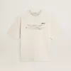 Unisex-T-shirt i slitet vitt med tryckt text