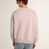 Unisex-tröja med rund hals i gammalt rosa med grönt logotryck