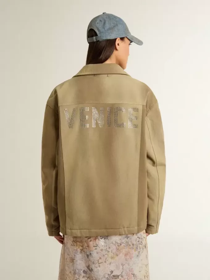 Unisex-vadderad jacka i khakifärgade nyanser Unisex-vadderad jacka i khakifärgade nyanser