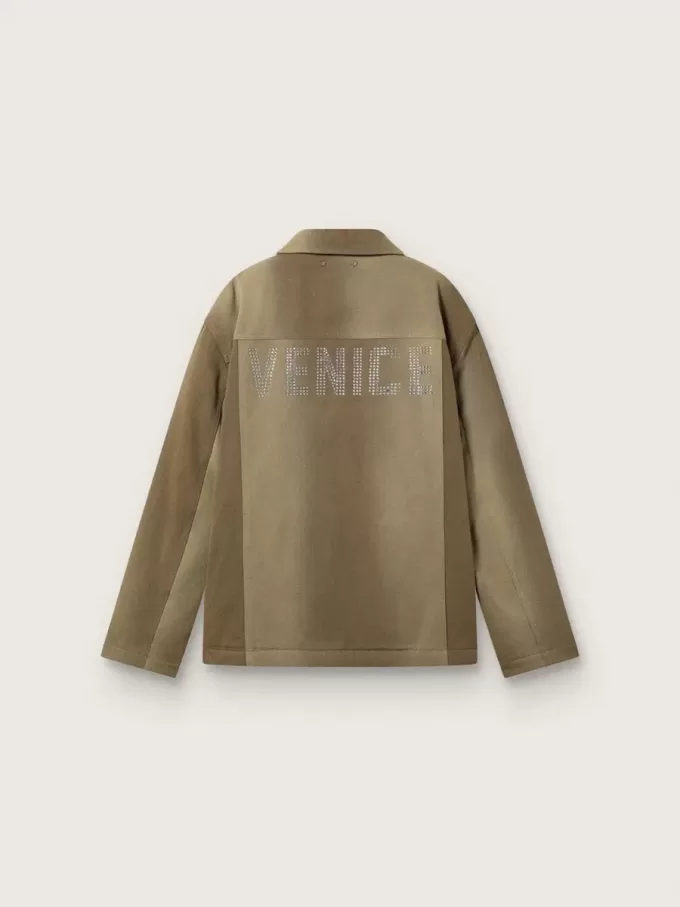 Unisex-vadderad jacka i khakifärgade nyanser Unisex-vadderad jacka i khakifärgade nyanser